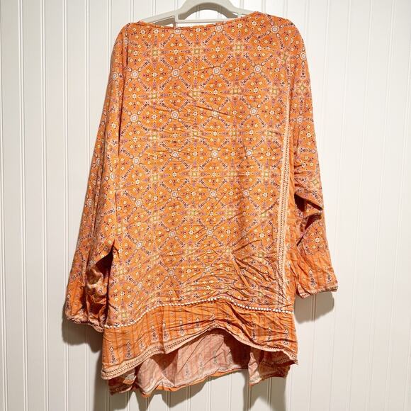 J Jill Orange Floral Tunic Top Boho Plus Size 4X - Picture 6 of 6